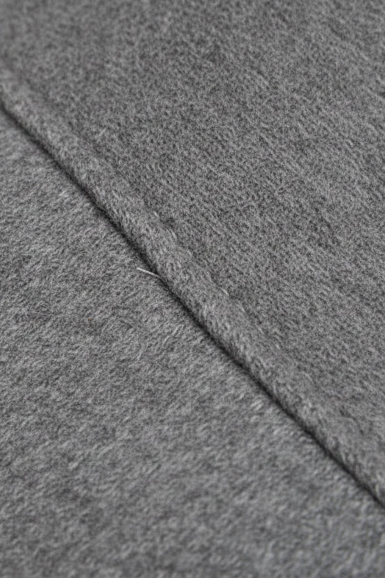 Luxury Oversized Grey Wool Coat with Faux Fur Cuffs