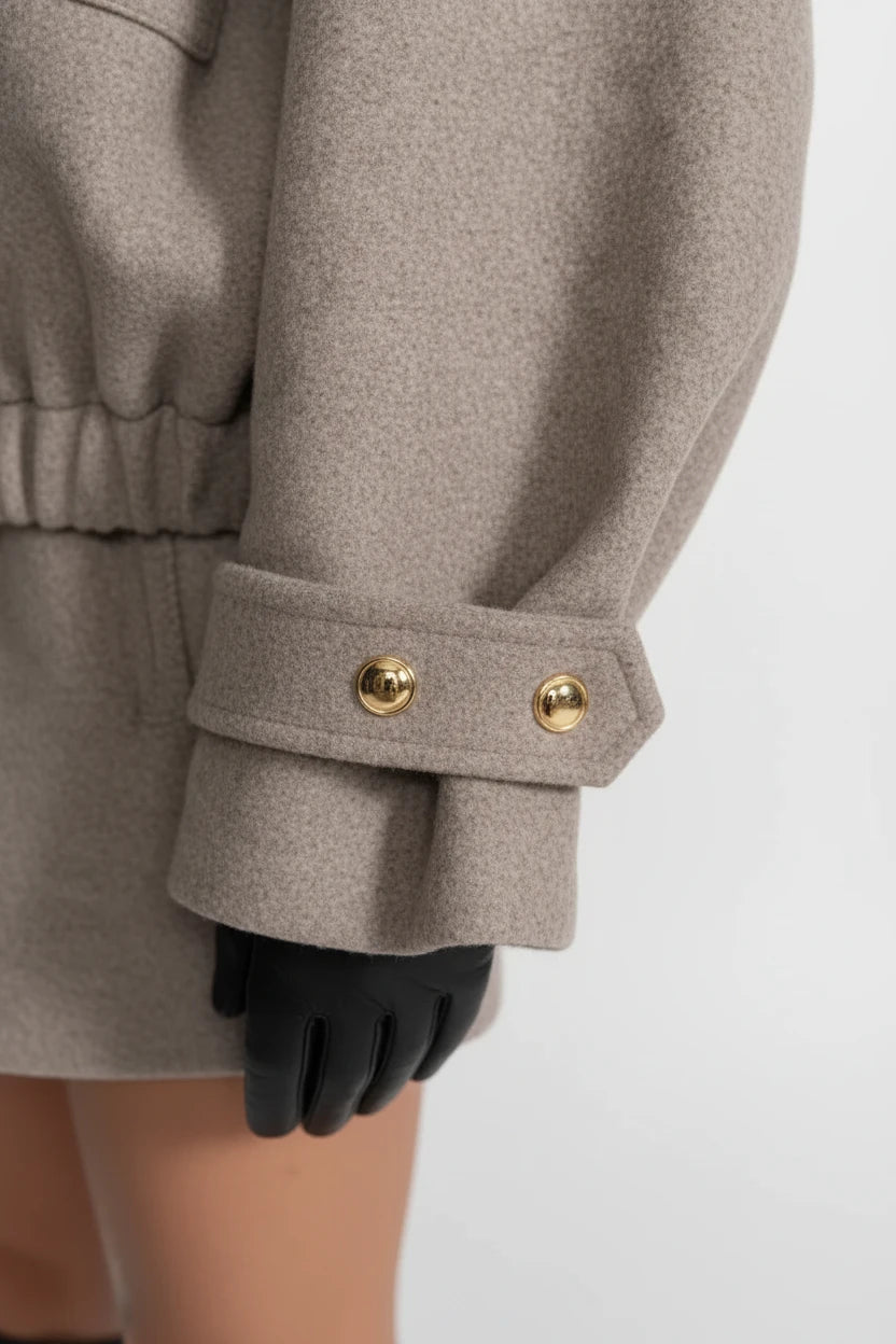 Elegant Wool Blend Utility Set with Gold Button Details